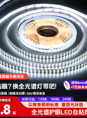 全光谱护眼24v低压线性灯自粘客厅吊顶植物照明双排珠灯带led灯条