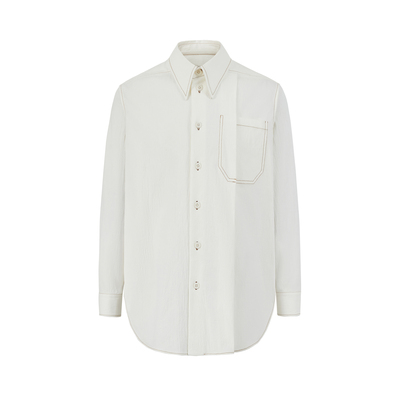 白色暗纹半遮口袋衬衣25SS春夏新