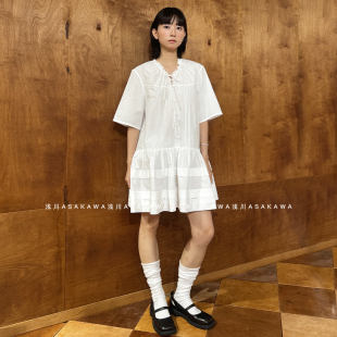 26SS春夏新款 抽绳塔克层叠摆连衣裙 浅川买手店 WMWM