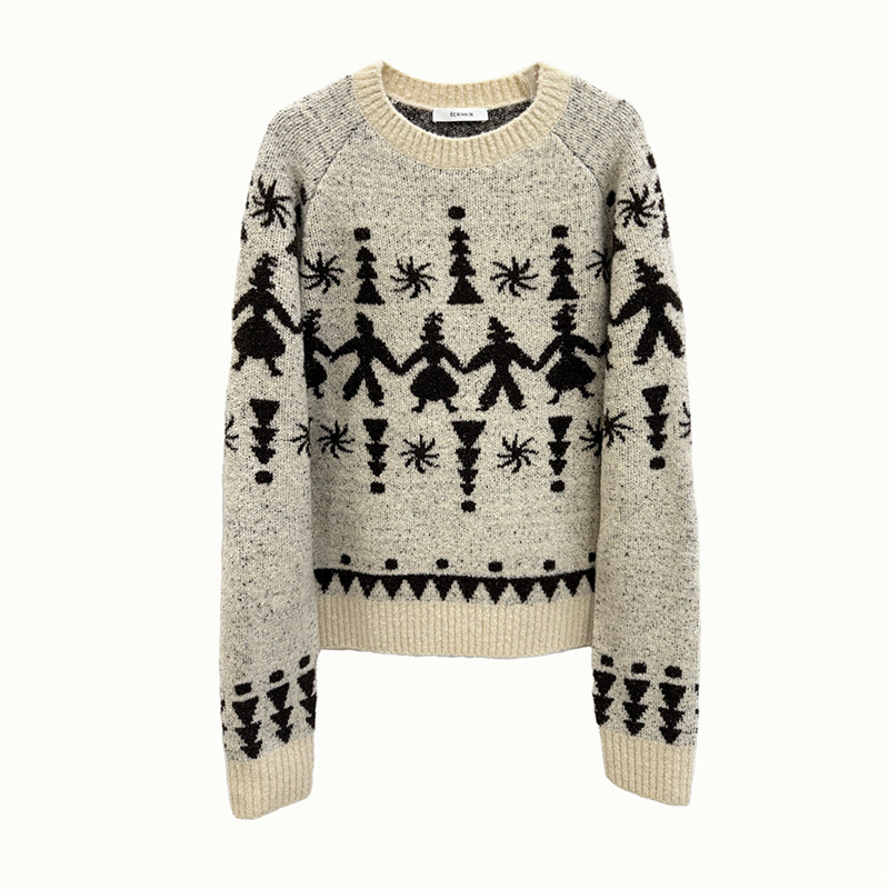 跳舞小人圆领针织毛衣25AW秋冬