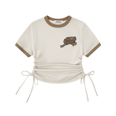 贴布绣抽绳上衣紧身T恤25SS春夏