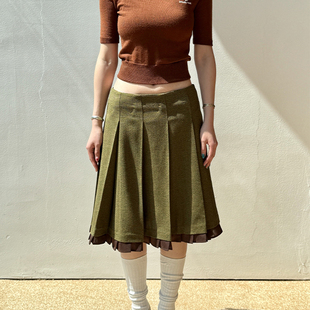 【SHUSHUTONG】拼接花边宽褶A字半身裙 25AW秋冬新款 浅川买手店