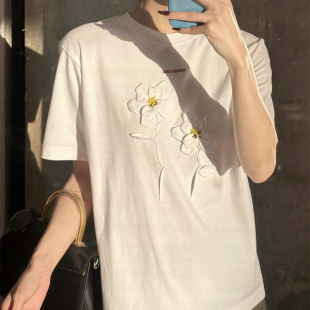 SHUSHUTONG 25AW秋冬新款 手缝花朵装 T恤 浅川买手店 饰圆领短袖