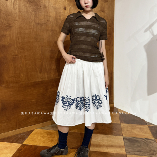 26SS春夏新款 花卉十字绣蓬蓬A字半裙 浅川买手店 WMWM