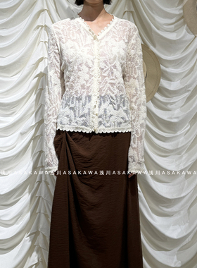 【ECRIVAIN】钩边半透提花长袖针织开衫 26SS春夏新款 浅川买手店