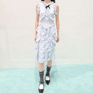 荷叶边饰蝴蝶结无袖 卢昱晓同款 连衣裙26SS春夏新款 SHUSHUTONG