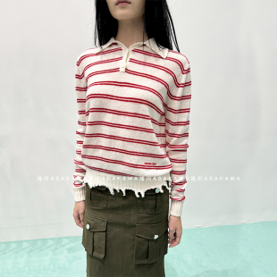 26SS春夏新款 上衣 条纹POLO针织长袖 浅川买手店 SHUSHUTONG