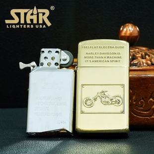 STAR恒星909黄铜窄机精雕哈雷摩托煤油打火机送礼送朋友