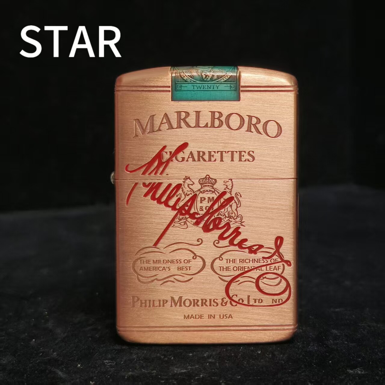 STAR恒星s41紫铜精雕填红漆二万煤油打火机紫铜煤油机送男友礼物