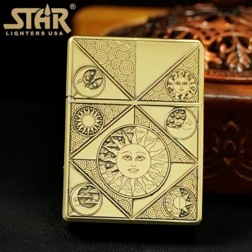 STAR恒星ST9机型黄铜蚊版日月同辉黄铜煤油机煤油打火机送朋友