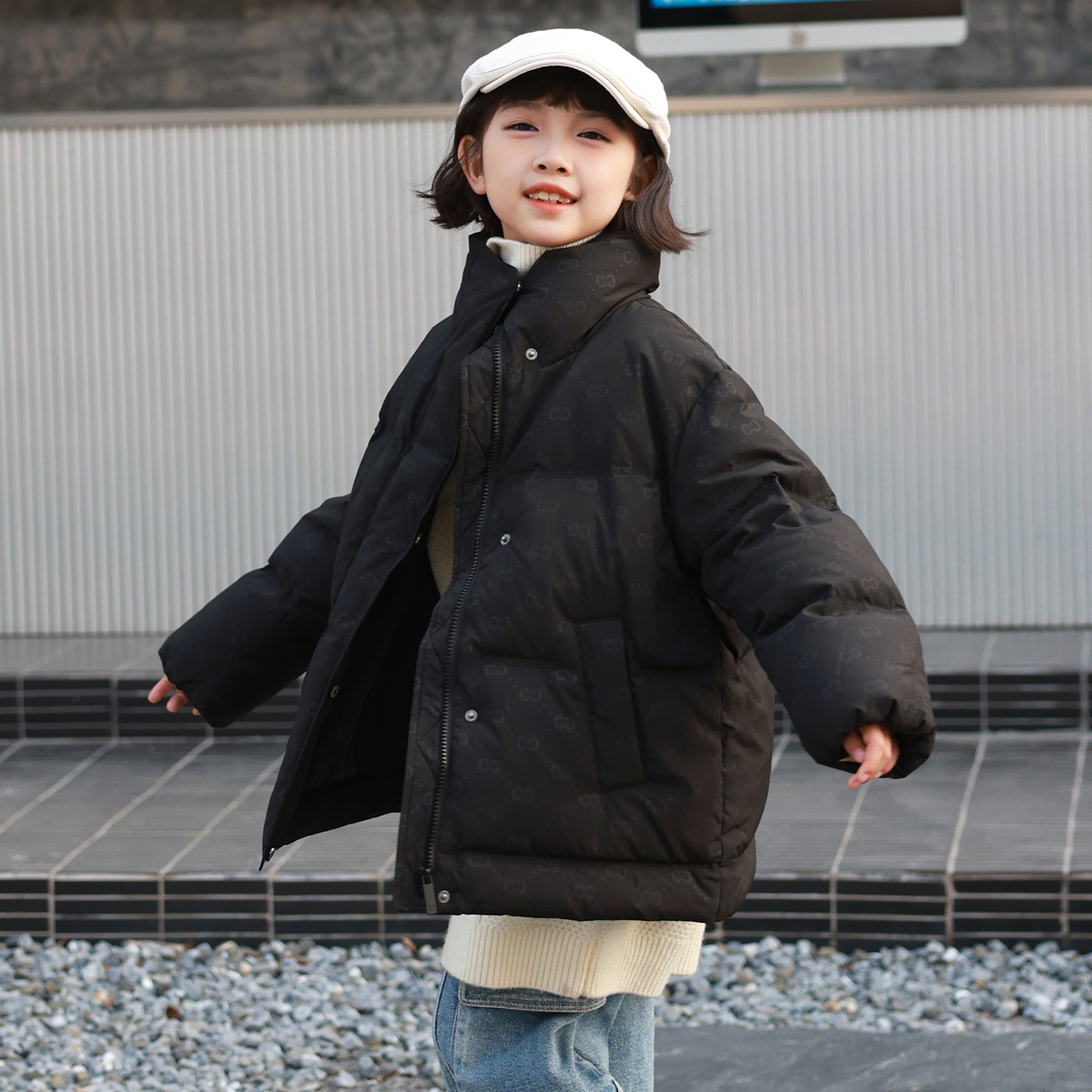 女童羽绒服加厚2025冬季新款中童儿童装羽绒服无帽面包服90绒4278