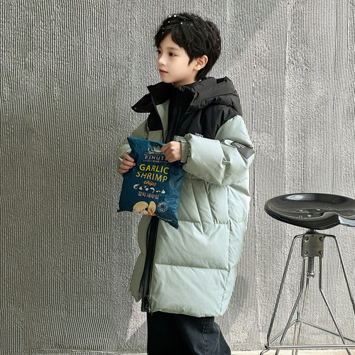 康衣儿中长款加厚男童羽绒服中大童装女童羽绒服青少年拼色亲子装