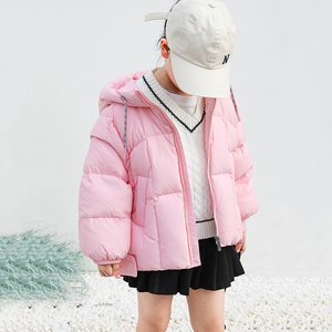 康衣儿童装羽绒服女童短款袖子可拆卸2023冬季新款男童羽绒服外套