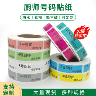 厨师号码贴纸食堂餐厅后厨上菜顺序可定制不干胶标签贴纸厨师号码
