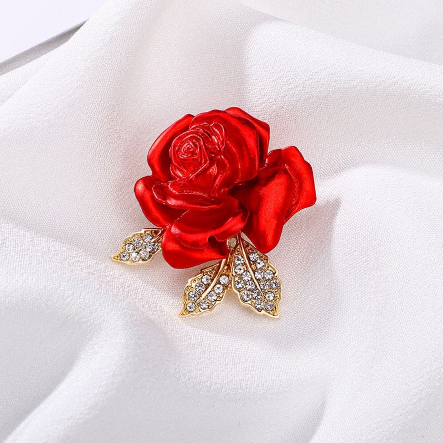 中国红玫瑰花胸针高档女胸花