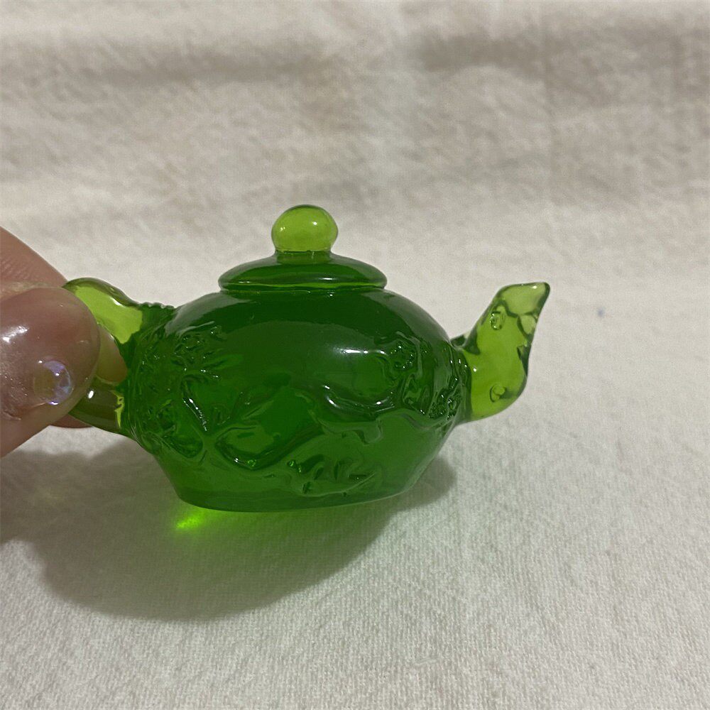 透明树脂绿珀色把把壶摆件配绳手把件挂件文玩项链吊坠配饰小礼品