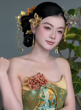 新中式金色流苏步摇新娘发饰中式发簪出嫁盘发婚礼跟妆婚嫁配饰品
