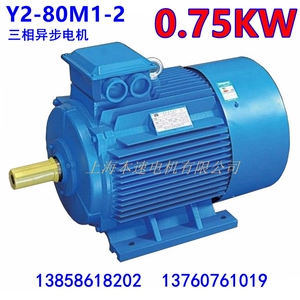 Y2系列马达三相异步电动机Y2-80M1-2 0.75KW 2极三相异步电机