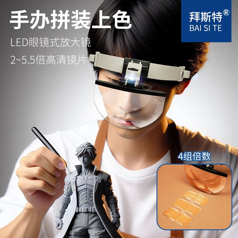 头戴式放大镜带灯老人学生阅读高清手办工制作维修用眼镜型微雕刻,户外/登山/野营/旅行用品,放大镜,淘宝优惠券,粉丝福利购,淘宝优惠卷