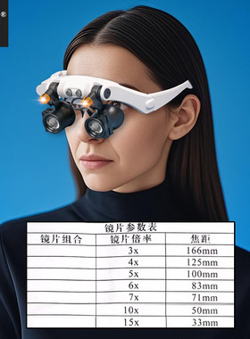 拜斯特头戴式放大镜眼镜带灯led黄暖光21种多倍钟表钱币维修鉴定