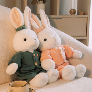 压床娃娃一对情侣兔子玩偶穿衣小白兔公仔儿童睡觉抱枕结婚礼物
