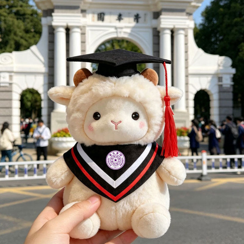 毕业礼物小羊定制logo小熊学士服博士研究生纪念品送女生公仔玩偶