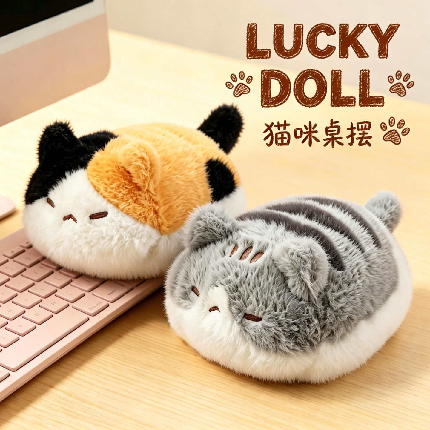 萌萌猫咪手腕垫毛绒娃娃陪伴公仔图片