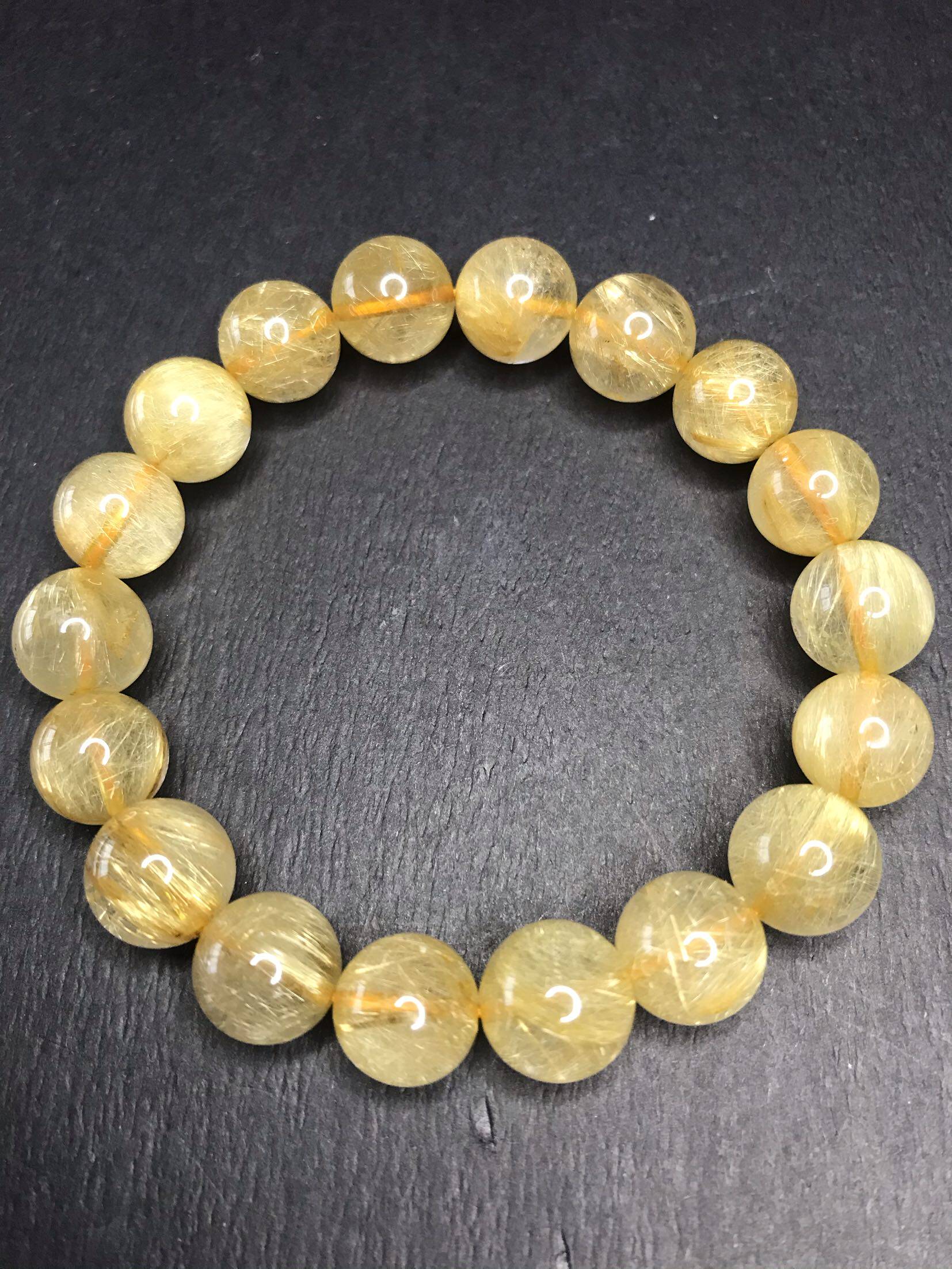 新品金发晶圆珠手链水晶满发顺发晶手串男女情侣晶石發晶石配饰品