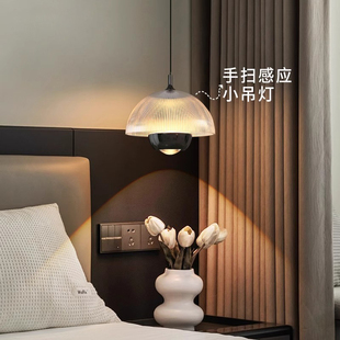 升降手扫卧室护眼床头小吊灯2026新款高级感花苞玄关氛围感吊线灯