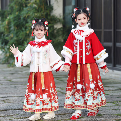厚款冬季女新款拜年服儿童拜年服