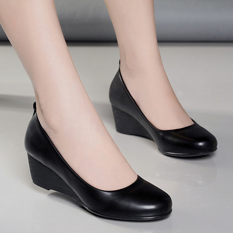 2019 new pattern Yi'erkang With slope genuine leather Women's Shoes mom pregnant woman Nurse shoes Mid Heel Work shoes Single shoesin the Women's Shoes, Low shoes  category - from Buy2taobao.com to provide professional Taobao agent buy service