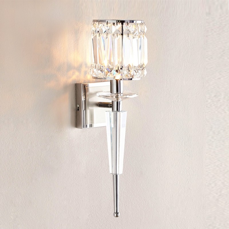 轻奢银框水晶壁灯欧法式客厅背景墙餐门厅过道书房间卧室床头壁灯