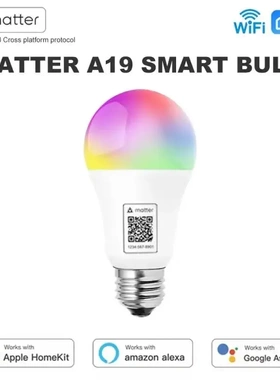 matter智能A19灯泡HomeKit直连Google alexa无线wifi远程语音控制