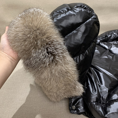 定做毛领进口银蓝狐狸毛领大鹅蒙口男女款羽绒服通用长款保暖