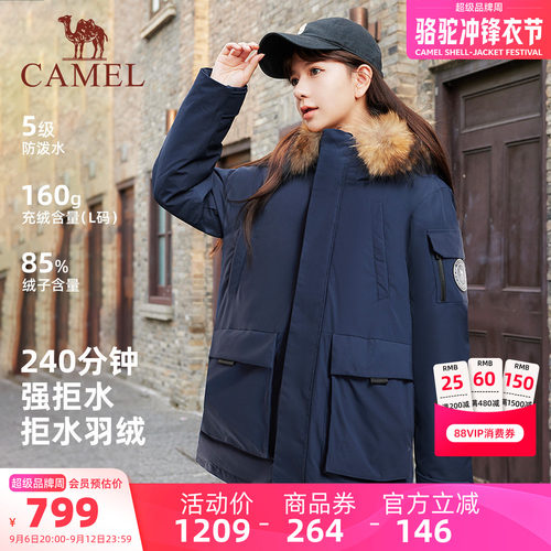 骆驼貉子毛领羽绒服035