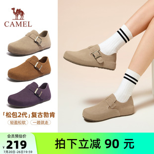 骆驼运动鞋女士休闲复古勃肯鞋女款全包平底单鞋保暖加绒棉鞋子