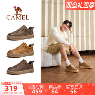 厚底潮流鞋 休闲皮鞋 子男士 复古真皮工装 骆驼男鞋 板鞋 2025秋冬新款