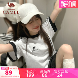 情侣宽松复古运动休闲上衣男 新款 骆驼柔绵T神夏日短袖 T恤女夏季