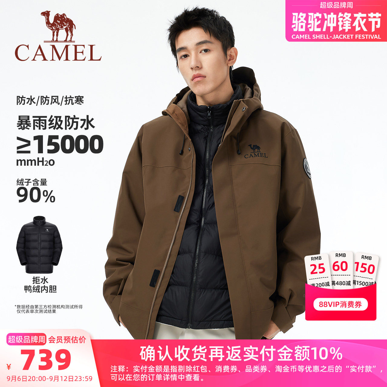 防风防水三合一可拆卸两件套图片