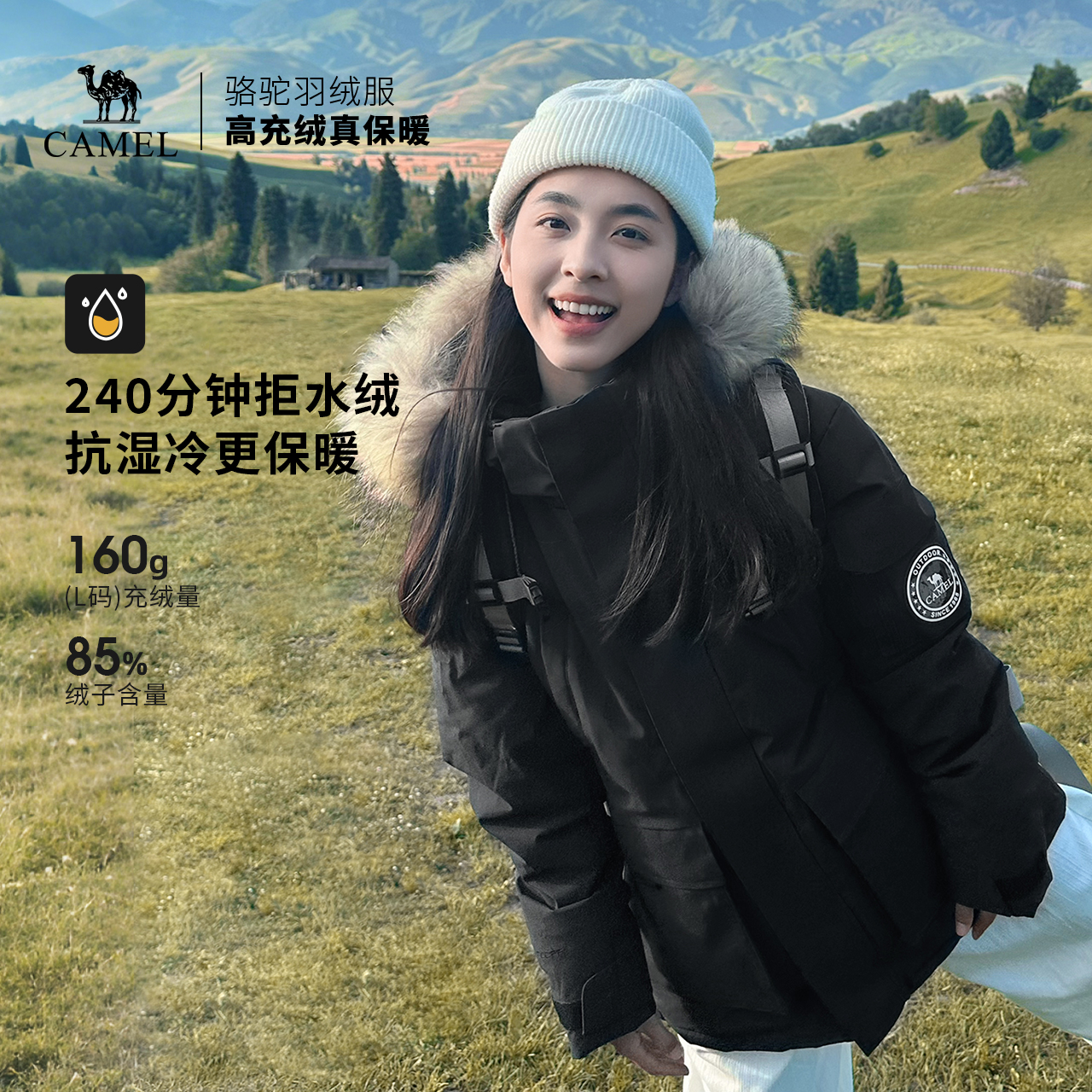 骆驼户外羽绒服冬季新款男女款035拒水绒工装派克服加厚保暖外套