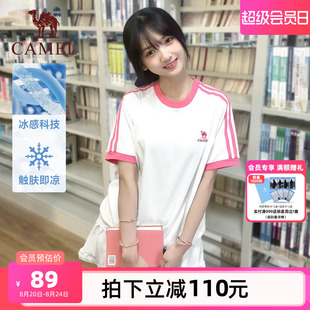 T恤女2025夏新款 骆驼纯棉T神夏日短袖 情侣宽松复古运动休闲上衣男