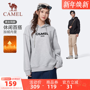 宽松卫衣 情侣运动套头上衣长袖 骆驼运动连帽卫衣女加绒款 2025秋季