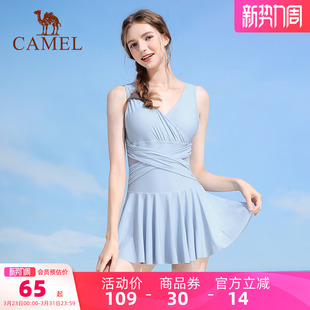 遮肚子遮肉裙式 骆驼连体泳衣女士款 款 游泳泡温泉性感泳装 夏季