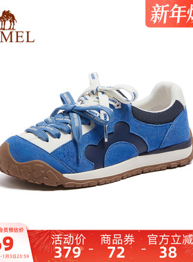 骆驼熊猫户外运动休闲鞋女2026新款蓝色复古德训鞋好看百搭阿甘鞋