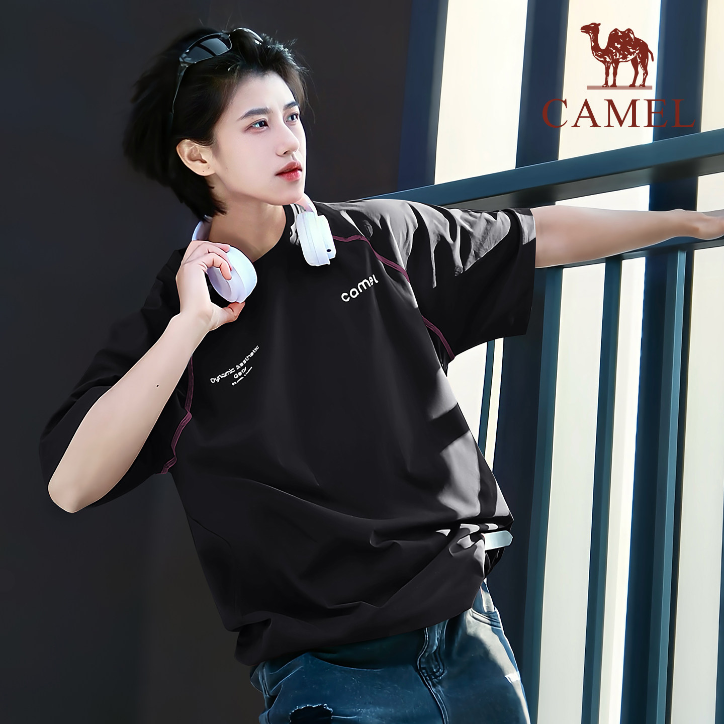 骆驼苏线短袖女速干T神运动休闲t恤男士哈2026夏季新款情侣装潮