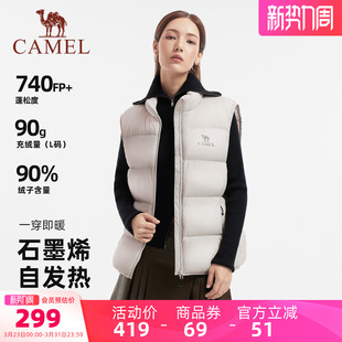 90鸭绒时尚 新款 百搭保暖立领马夹外套 羽绒马甲2025冬季 骆驼女装