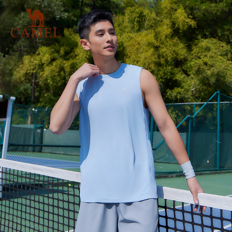 骆驼运动速干背心男2025夏季健身T恤透气吸汗无袖跑步篮球训练服
