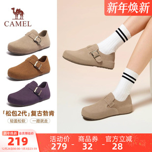 复古勃肯鞋 新款 女款 全包平底单鞋 子 骆驼女鞋 保暖加绒棉鞋 2025冬季