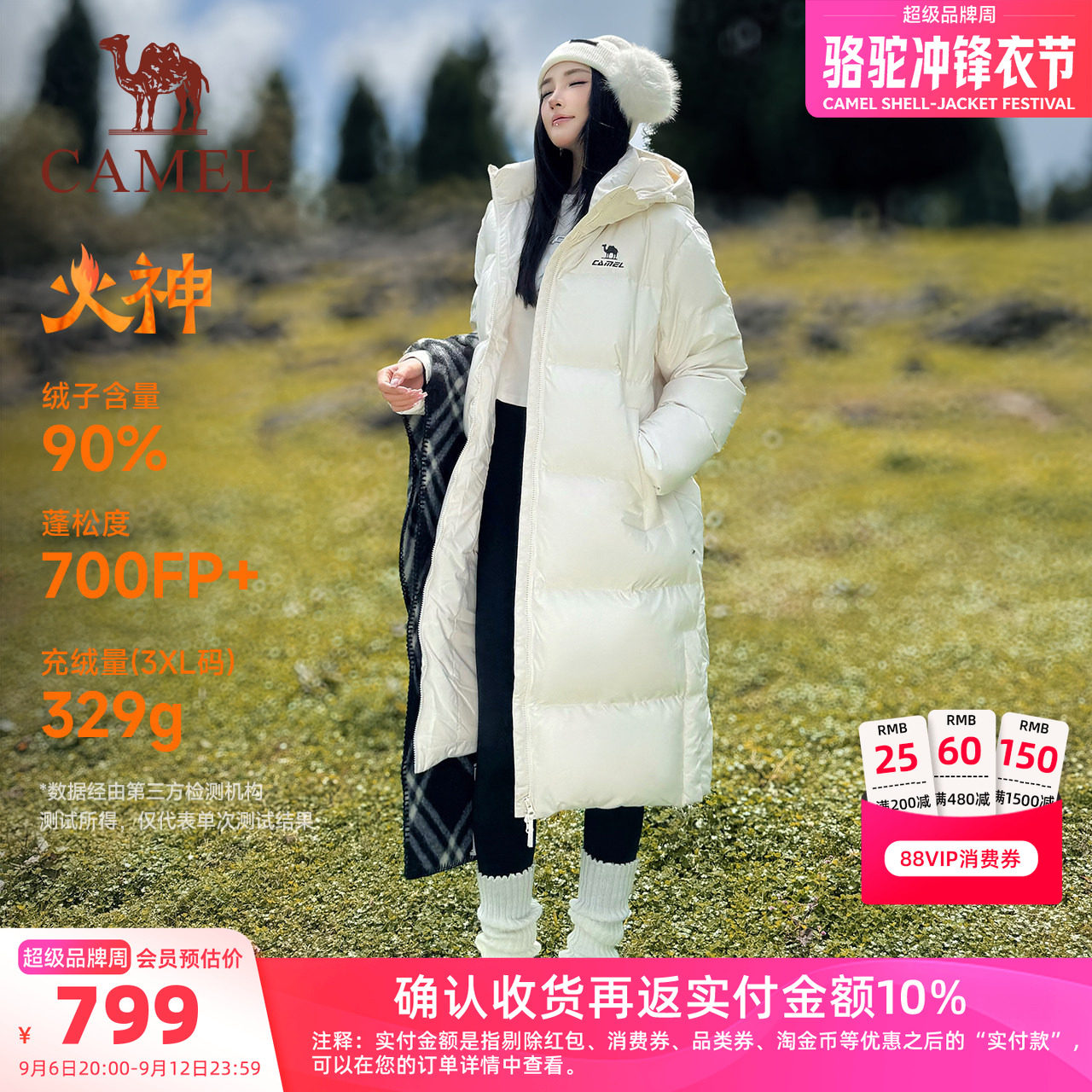 骆驼中戏加厚保暖拒水防风羽绒服图片