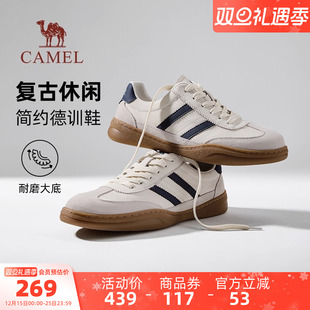 2025秋季 柔软德训鞋 新款 子舒适百搭休闲板鞋 男 复古潮流鞋 骆驼男鞋